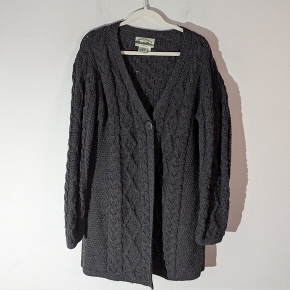 Arancrafts Ireland 100% Merino Wool Cable Knit Cardigan Sweater Women's Large - Picture 2 of 5